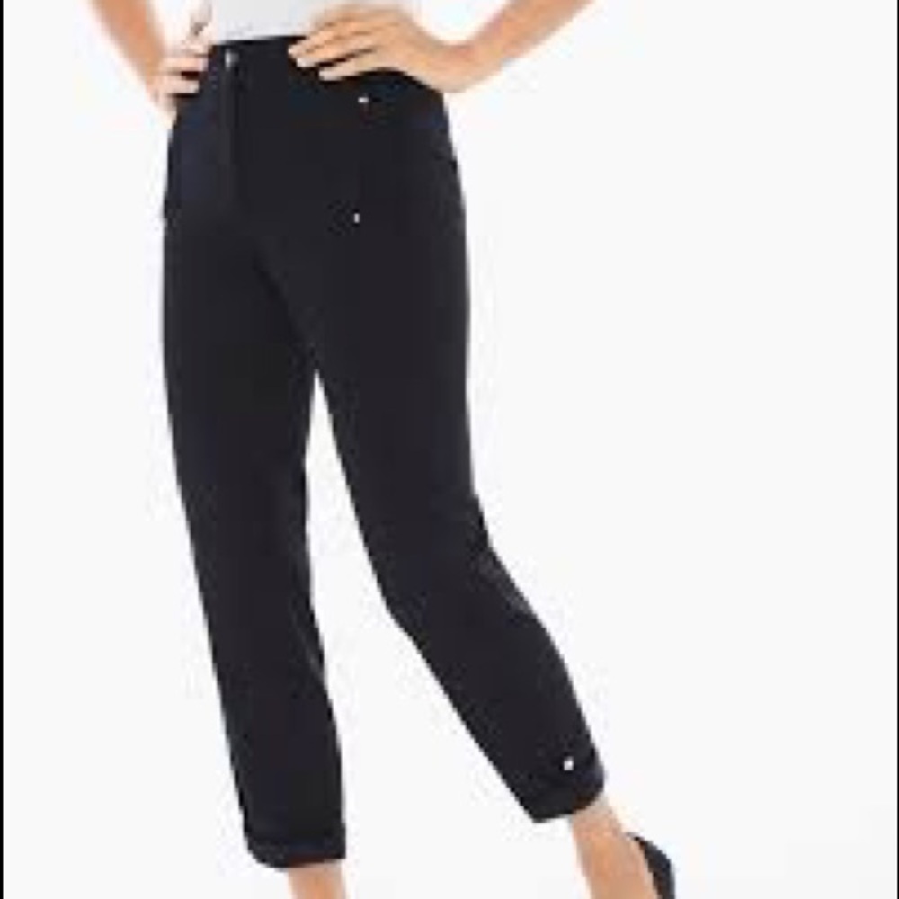 Chico’s Black Luxe Utility Convertible Ankle Pants - Picture 1 of 12